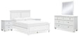 Fortman 7-Piece Queen Panel Bed with Mirrored Dresser and 2 Nightstands (Queen Panel Footboard, Queen Panel Headboard, Queen/King Panel Rails, Dresser, Bedroom Mirror, Nightstand, Nightstand)