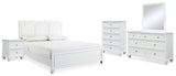 Fortman 7-Piece King Panel Bed with Mirrored Dresser, Chest and Nightstand (King/California King Panel Footboard, King/California King Panel Headboard, Queen/King Panel Rails, Dresser, Bedroom Mirror, Chest of Drawers, Nightstand)