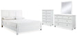 Fortman 6-Piece King Panel Bed with Mirrored Dresser and Chest (King/California King Panel Footboard, King/California King Panel Headboard, Queen/King Panel Rails, Dresser, Bedroom Mirror, Chest of Drawers)