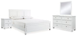 Fortman 6-Piece King Panel Bed with Mirrored Dresser and Nightstand (King/California King Panel Footboard, King/California King Panel Headboard, Queen/King Panel Rails, Dresser, Bedroom Mirror, Nightstand)