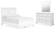 Fortman 5-Piece Full Panel Bed with Mirrored Dresser (Full Panel Footboard, Twin/Full Panel Rails, Full Panel Headboard, Dresser, Bedroom Mirror)