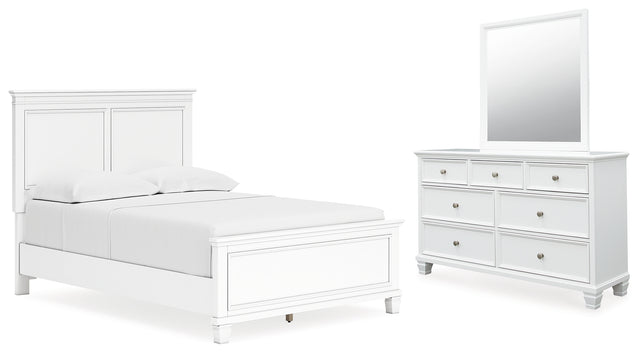 Fortman 5-Piece Full Panel Bed with Mirrored Dresser (Full Panel Footboard, Twin/Full Panel Rails, Full Panel Headboard, Dresser, Bedroom Mirror)