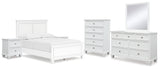 Fortman 8-Piece Full Panel Bed with Mirrored Dresser, Chest and 2 Nightstands (Full Panel Footboard, Twin/Full Panel Rails, Full Panel Headboard, Dresser, Bedroom Mirror, Chest of Drawers, Nightstand, Nightstand)
