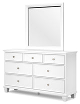 Fortman 6-Piece Queen Panel Bed with Mirrored Dresser and Chest (Queen Panel Footboard, Queen Panel Headboard, Queen/King Panel Rails, Dresser, Bedroom Mirror, Chest of Drawers)
