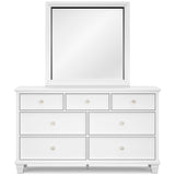 Fortman 6-Piece Queen Panel Bed with Mirrored Dresser and Chest (Queen Panel Footboard, Queen Panel Headboard, Queen/King Panel Rails, Dresser, Bedroom Mirror, Chest of Drawers)