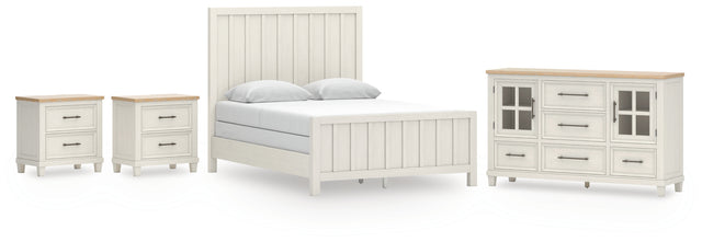 Shaybrock 5-Piece Queen Panel Bed with Dresser and 2 Nightstands (Queen Panel Headboard/Footboard/Slats, Queen/King Panel Rails, Dresser, Nightstand, Nightstand)
