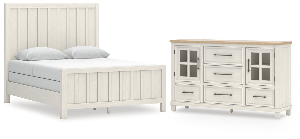 Shaybrock 3-Piece Queen Panel Bed with Dresser (Queen Panel Headboard/Footboard/Slats, Queen/King Panel Rails, Dresser)
