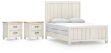 Shaybrock 4-Piece Queen Panel Bed with 2 Nightstands (Queen Panel Headboard/Footboard/Slats, Queen/King Panel Rails, Nightstand, Nightstand)