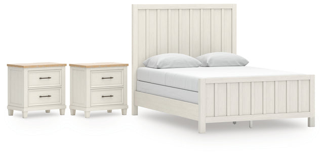 Shaybrock 4-Piece Queen Panel Bed with 2 Nightstands (Queen Panel Headboard/Footboard/Slats, Queen/King Panel Rails, Nightstand, Nightstand)
