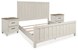 Shaybrock 4-Piece King Panel Bed with 2 Nightstands (King/California King Panel Headboard/Footboard/Slats, Queen/King Panel Rails, Nightstand, Nightstand)