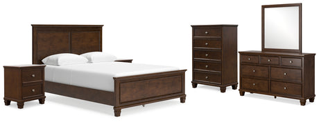 Danabrin 8-Piece Queen Panel Bed with Mirrored Dresser, Chest and 2 Nightstands (Queen Panel Footboard, Queen Panel Headboard, Queen/King Panel Rails, Dresser, Bedroom Mirror, Chest of Drawers, Nightstand, Nightstand)
