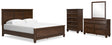 Danabrin 6-Piece California King Panel Bed with Mirrored Dresser and Chest (King/California King Panel Footboard, King/California King Panel Headboard, California King Panel Rails, Dresser, Bedroom Mirror, Chest of Drawers)