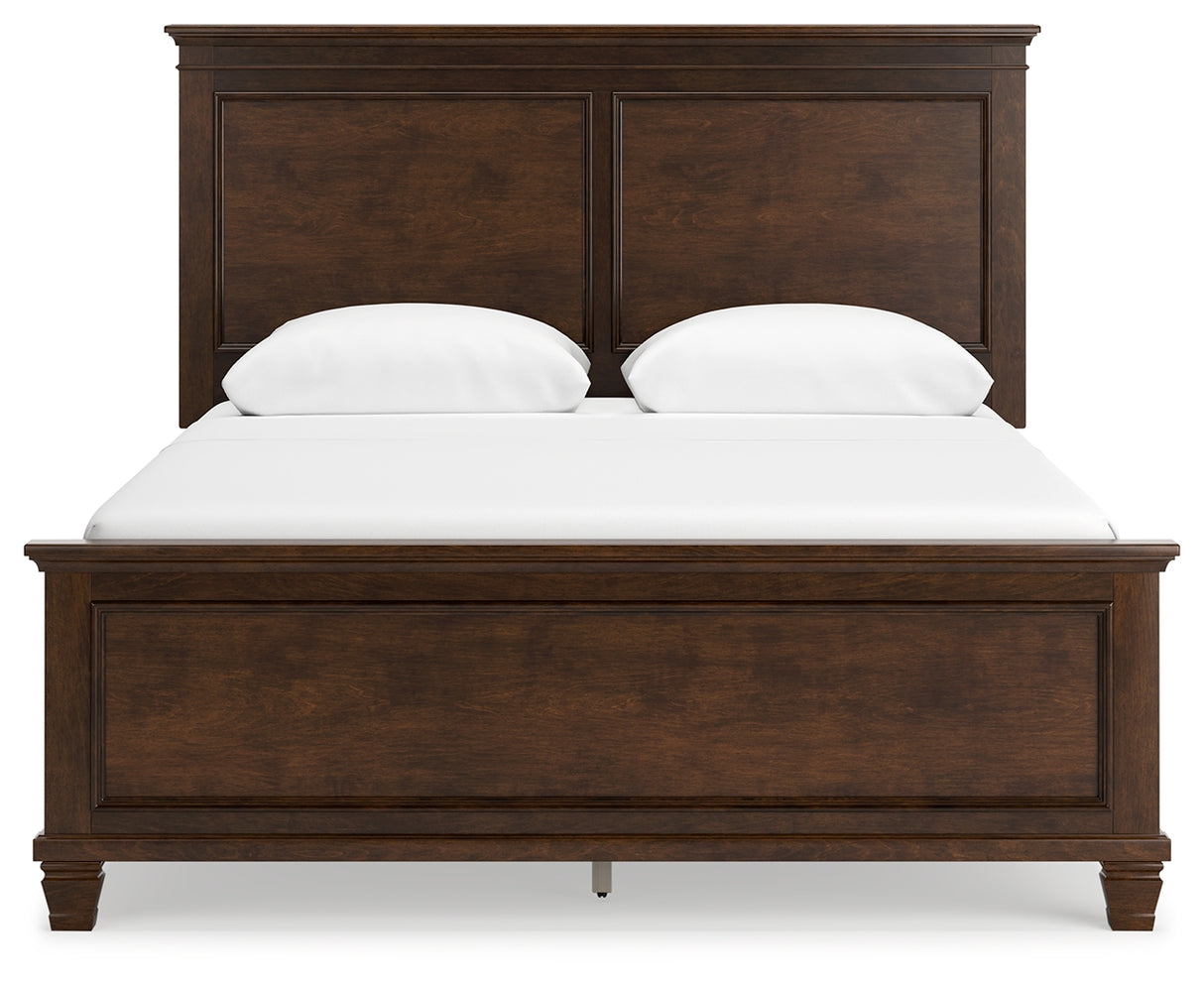 Danabrin 6-Piece Queen Panel Bed with Mirrored Dresser and Chest (Queen Panel Footboard, Queen Panel Headboard, Queen/King Panel Rails, Dresser, Bedroom Mirror, Chest of Drawers)