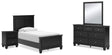 Lanolee 6-Piece Twin Panel Bed with Mirrored Dresser and Nightstand (Twin Panel Footboard, Twin Panel Headboard, Twin/Full Panel Rails, Dresser, Bedroom Mirror, Nightstand)