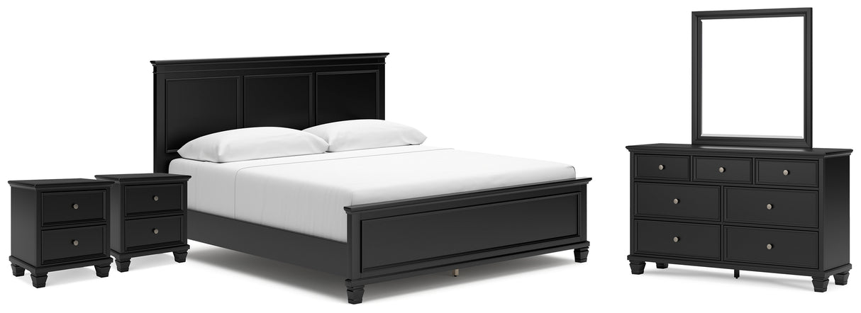 Lanolee King Panel Bed, Dresser, Mirror and 2 Nightstands