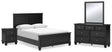 Lanolee 6-Piece Queen Panel Bed with Mirrored Dresser and Nightstand (Queen Panel Footboard, Queen Panel Headboard, Queen/King Panel Rails, Dresser, Bedroom Mirror, Nightstand)
