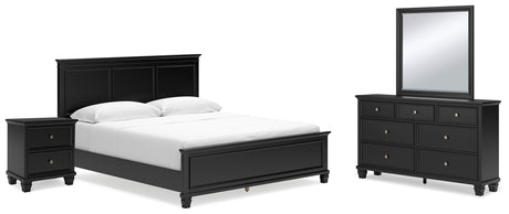Lanolee 6-Piece California King Panel Bed with Mirrored Dresser and Nightstand (King/California King Panel Footboard, King/California King Panel Headboard, California King Panel Rails, Dresser, Bedroom Mirror, Nightstand)