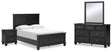 Lanolee 6-Piece Full Panel Bed with Mirrored Dresser and Nightstand (Full Panel Footboard, Twin/Full Panel Rails, Full Panel Headboard, Dresser, Bedroom Mirror, Nightstand)