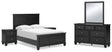 Lanolee 7-Piece Full Panel Bed with Mirrored Dresser and 2 Nightstands (Full Panel Footboard, Twin/Full Panel Rails, Full Panel Headboard, Dresser, Bedroom Mirror, Nightstand, Nightstand)