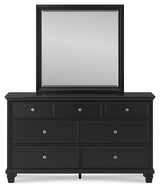 Lanolee 7-Piece Queen Panel Bed with Mirrored Dresser and 2 Nightstands (Queen Panel Footboard, Queen Panel Headboard, Queen/King Panel Rails, Dresser, Bedroom Mirror, Nightstand, Nightstand)