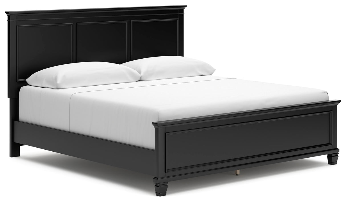 Lanolee 7-Piece King Panel Bed with Mirrored Dresser and 2 Nightstands (King/California King Panel Footboard, King/California King Panel Headboard, Queen/King Panel Rails, Dresser, Bedroom Mirror, Nightstand, Nightstand)