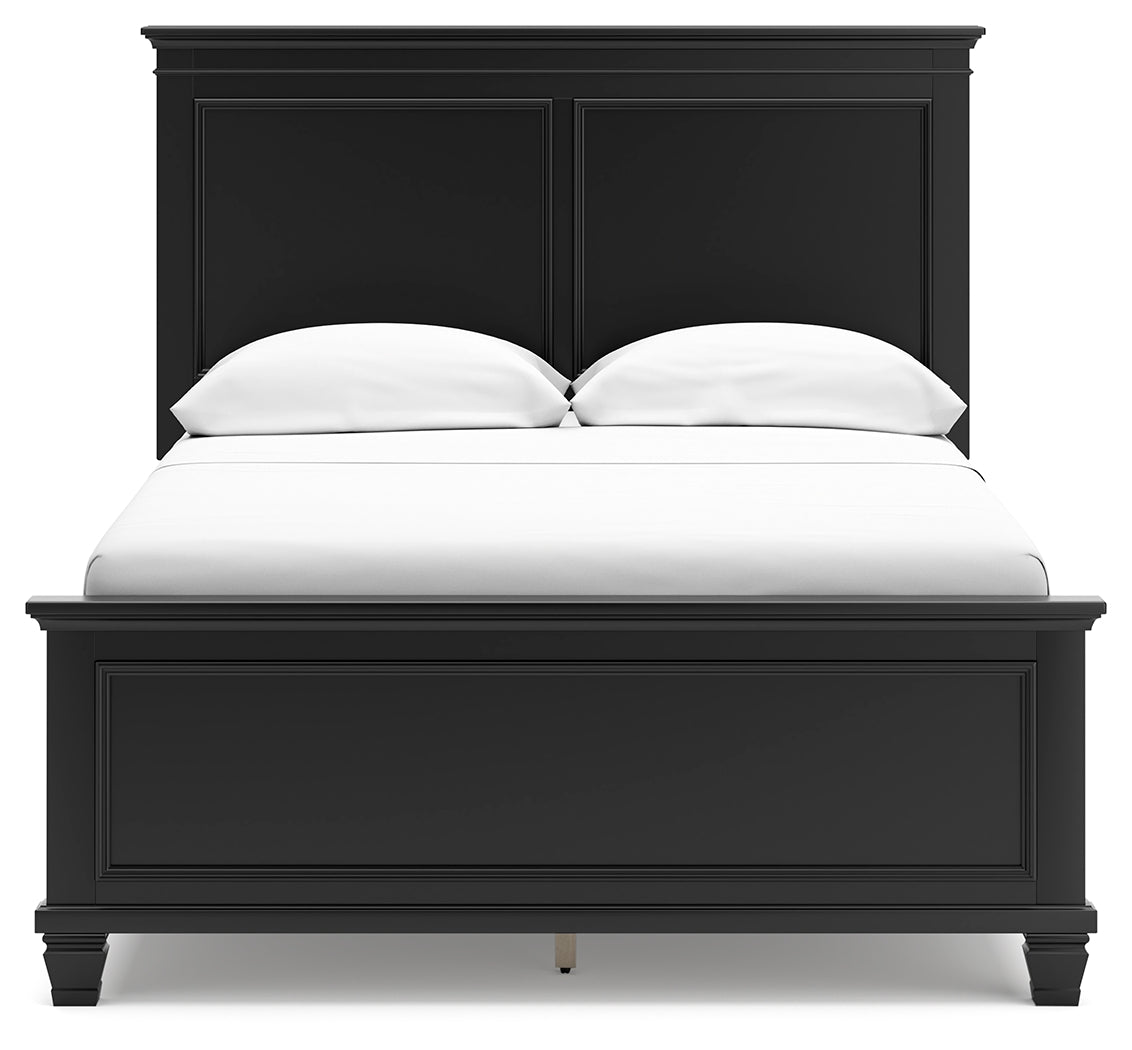 Lanolee 6-Piece Full Panel Bed with Mirrored Dresser and Chest (Full Panel Footboard, Twin/Full Panel Rails, Full Panel Headboard, Dresser, Bedroom Mirror, Chest of Drawers)
