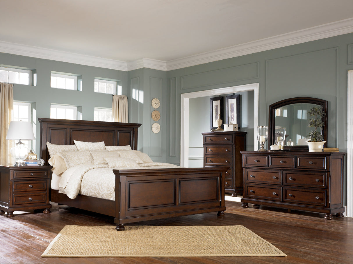 Robbinsdale Queen Panel Bed (Color: Rustic Brown, Bed Size: California King)