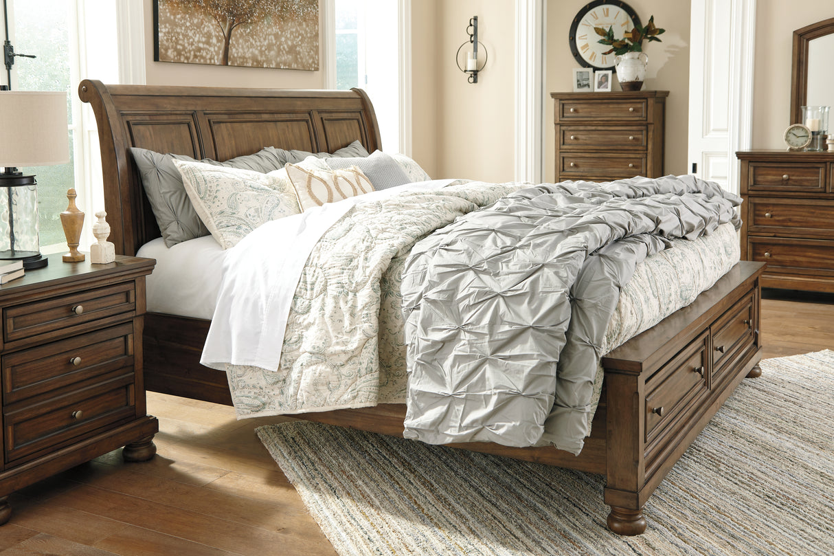 Flynnter Queen Sleigh Bed with 2 Storage Drawers