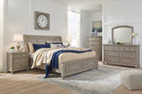 Lettner 7-Piece Queen Sleigh Bed with 2 Storage Drawers with Mirrored Dresser, Chest and Nightstand (Chest of Drawers, Nightstand, Dresser, Bedroom Mirror, Queen Sleigh Headboard, Queen Rails with Roll Slats, Queen Storage Footboard)