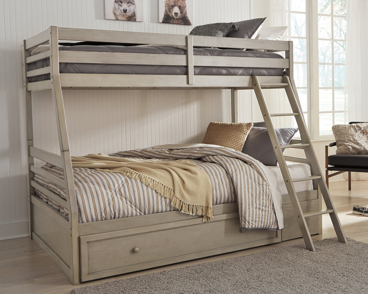 Lettner Twin over Full Bunk Bed with 1 Large Storage Drawer (Variation Color: Light Gray)