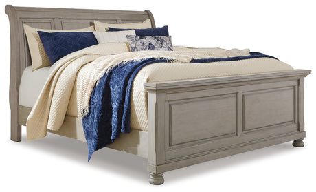 Robbinsdale Queen Sleigh Bed (Color: Light Gray, Bed Size: King)