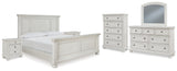 Robbinsdale 8-Piece Queen Panel Bed with Mirrored Dresser, Chest and 2 Nightstands (Queen Panel Footboard, Queen Panel Headboard, Queen Panel Rails, Dresser, Bedroom Mirror, Chest of Drawers, Nightstand, Nightstand)