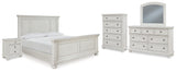 Robbinsdale 7-Piece King Panel Bed with Mirrored Dresser, Chest and Nightstand (King/California King Panel Footboard, King/California King Panel Headboard, King Panel Rails, Dresser, Bedroom Mirror, Chest of Drawers, Nightstand)