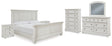 Robbinsdale 8-Piece King Panel Bed with Mirrored Dresser, Chest and 2 Nightstands (King/California King Panel Footboard, King/California King Panel Headboard, King Panel Rails, Dresser, Bedroom Mirror, Chest of Drawers, Nightstand, Nightstand)