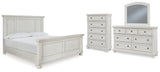 Robbinsdale 6-Piece King Panel Bed with Mirrored Dresser and Chest (King/California King Panel Footboard, King/California King Panel Headboard, King Panel Rails, Dresser, Bedroom Mirror, Chest of Drawers)