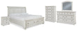 Robbinsdale 7-Piece King Sleigh Bed with Storage with Mirrored Dresser, Chest and Nightstand (King/California King Storage Footboard, King/California King Sleigh Headboard, King Rails with Roll Slats, Dresser, Bedroom Mirror, Chest of Drawers, Nightstand)