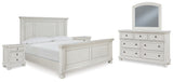 Robbinsdale 7-Piece Queen Panel Bed with Mirrored Dresser and 2 Nightstands (Queen Panel Footboard, Queen Panel Headboard, Queen Panel Rails, Dresser, Bedroom Mirror, Nightstand, Nightstand)