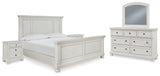 Robbinsdale 7-Piece California King Panel Bed with Mirrored Dresser and 2 Nightstands (King/California King Panel Footboard, King/California King Panel Headboard, California King Panel Rails, Dresser, Bedroom Mirror, Nightstand, Nightstand)