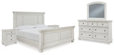 Robbinsdale 7-Piece King Panel Bed with Mirrored Dresser and 2 Nightstands (King/California King Panel Footboard, King/California King Panel Headboard, King Panel Rails, Dresser, Bedroom Mirror, Nightstand, Nightstand)