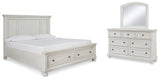 Robbinsdale King Panel Storage Bed, Dresser and Mirror (Bed Size: King)