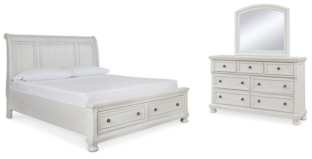 Robbinsdale King Sleigh Storage Bed, Dresser and Mirror (Bed Size: King)