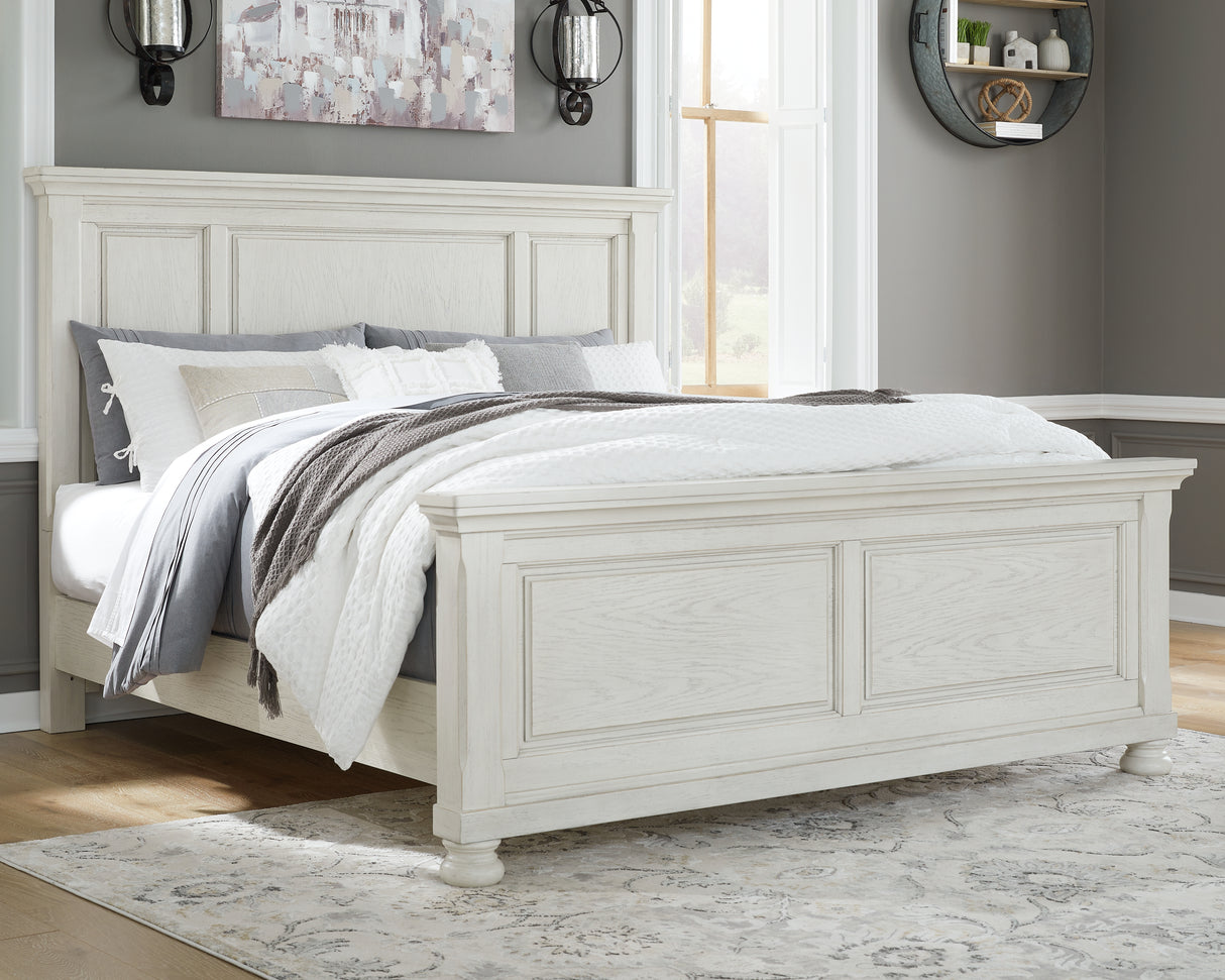 Robbinsdale Queen Panel Bed (Color: Antique White, Bed Size: California King)