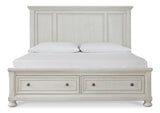 Robbinsdale Queen Storage Bed, Dresser, Mirror and Nightstand (Bed Size: Queen)