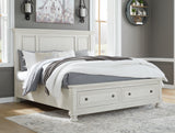 Robbinsdale Queen Panel Storage Bed (Color: Antique White, Bed Size: King)
