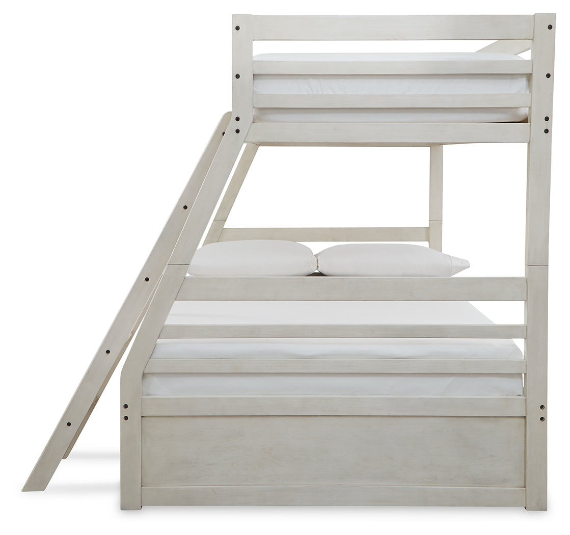 Robbinsdale Twin over Full Bunk Bed with Storage (Color: Antique White)