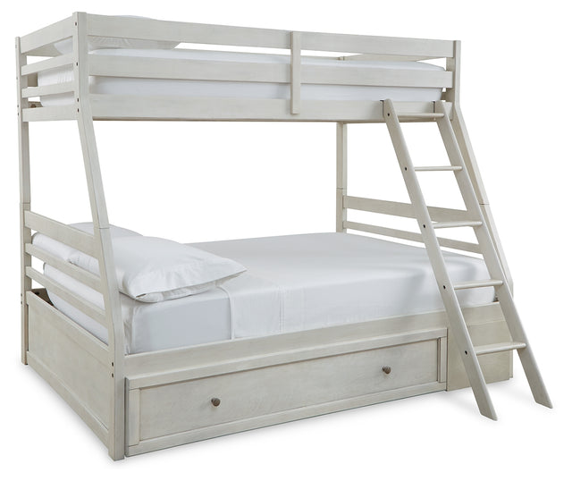 Robbinsdale Twin over Full Bunk Bed with Storage (Color: Antique White)