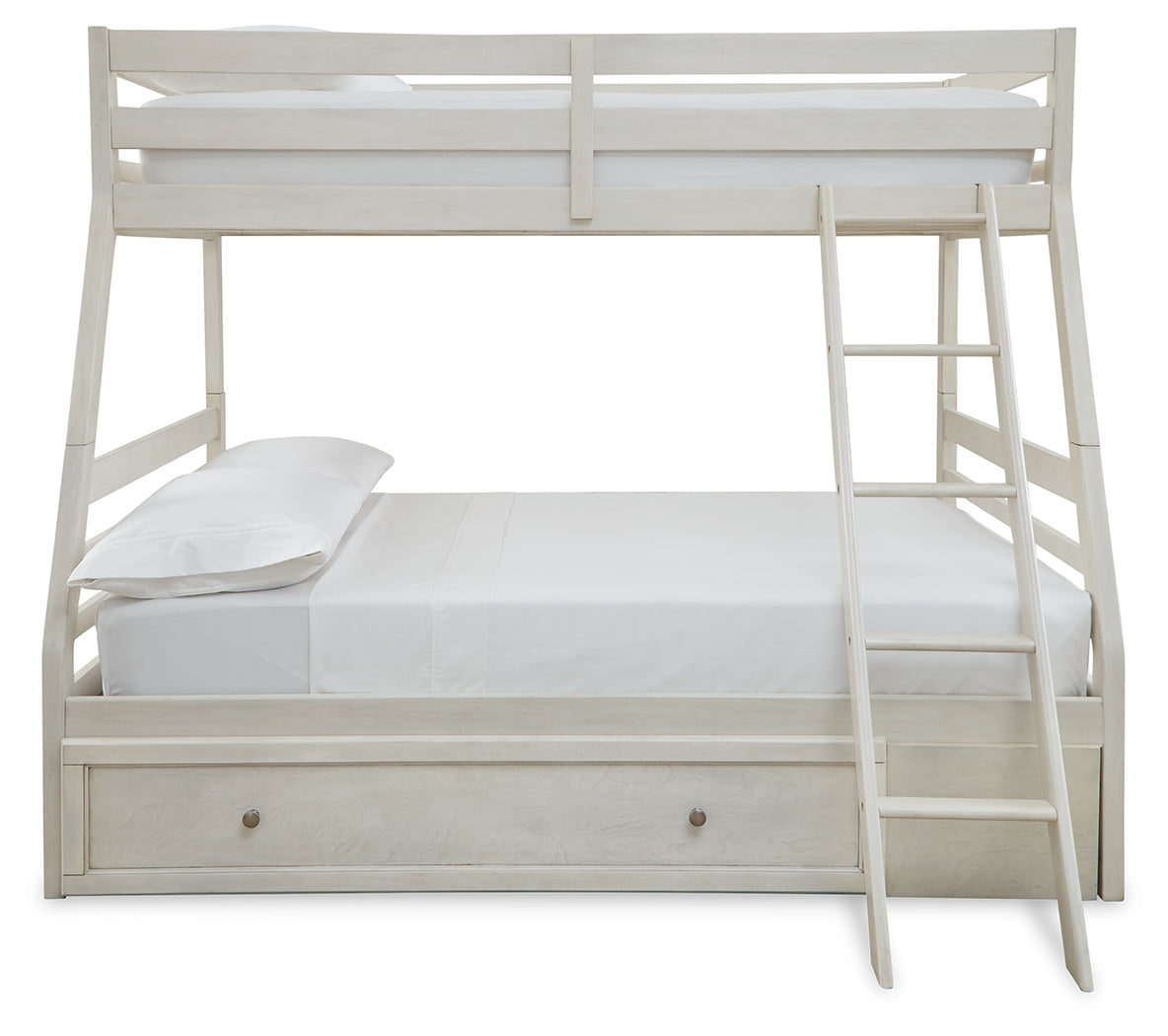 Robbinsdale Twin over Full Bunk Bed with Storage (Color: Antique White)