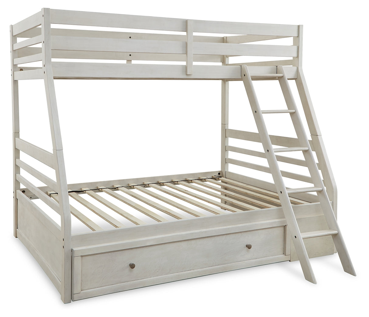 Robbinsdale Twin over Full Bunk Bed with Storage (Color: Antique White)