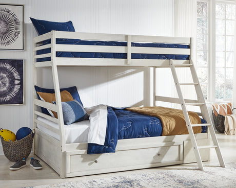 Robbinsdale Twin over Full Bunk Bed with Storage (Color: Antique White)