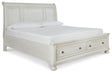 Robbinsdale Queen Sleigh Bed with Storage (Color: Antique White, Bed Size: King)
